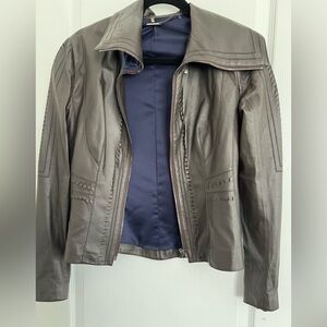 Elie Tahari Women's Dark Brown Leather Jacket